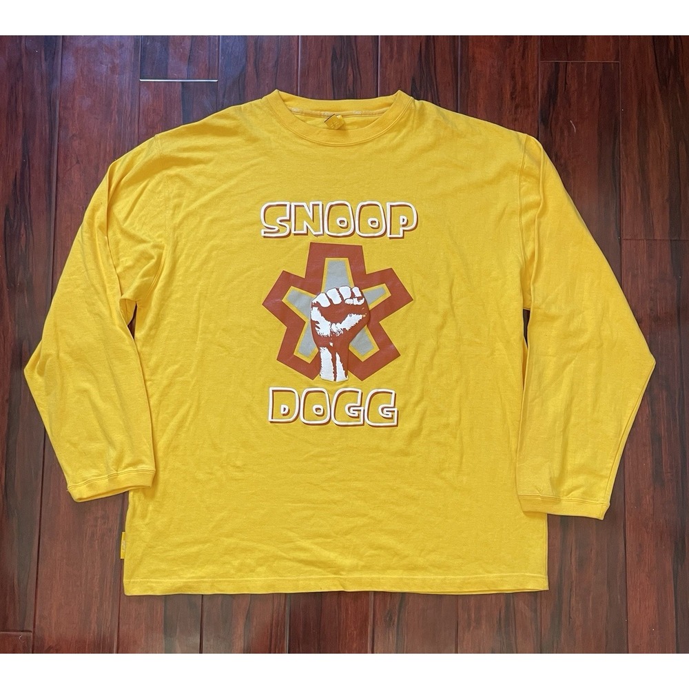 Vintage Snoop Dogg Long Sleeve Tee Shirt Yellow 90s Y2K Rap Hip Hop LA Mens 3XL